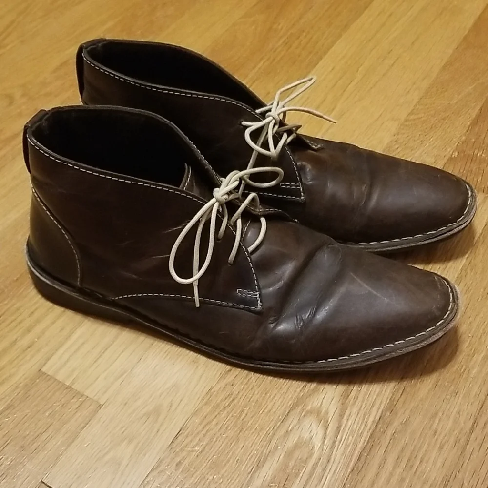 Steve Madden Men’s Leather Brown Distressed Lace Up Casual Chukka Boots Size 13